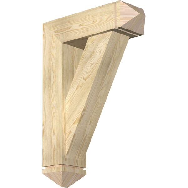 Ekena Millwork Traditional Arts and Crafts Rough Sawn Bracket w/ Offset Brace, Douglas Fir, 8"W x 26"D x 38"H BKT0806X26X38TRA03RDF - main